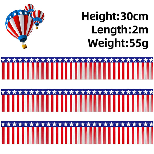 Wholesale Independence Day Banner Red White Blue Rain Silk Home Decoration With Top Flower