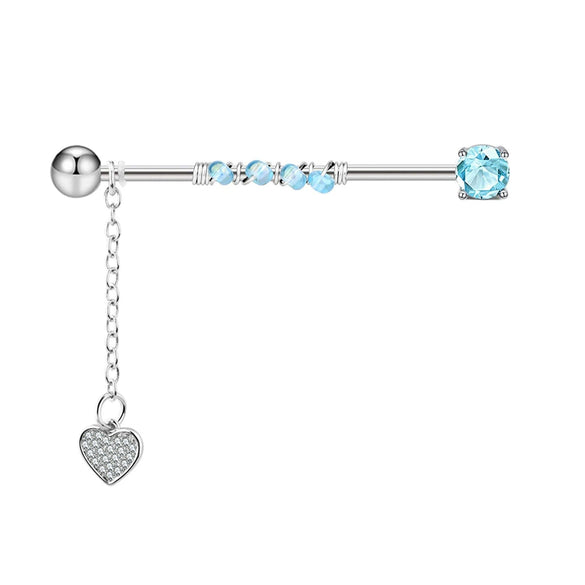 Wholesale Industrial Style Stainless Steel Ear Long Rod Body Piercing Jewelry With Flower Pattern And Electroplating Process