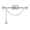 Wholesale Industrial Style Stainless Steel Ear Long Rod Body Piercing Jewelry With Flower Pattern And Electroplating Process