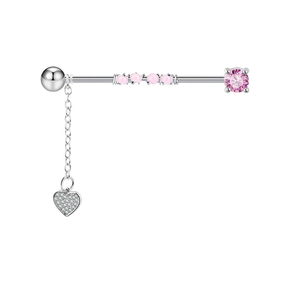 Wholesale Industrial Style Stainless Steel Ear Long Rod Body Piercing Jewelry With Flower Pattern And Electroplating Process
