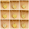 Wholesale Initial Letter Hexagon Peach Heart Imitation Gold Pendant Necklace For Women Alloy Electroplated Bamboo Chain