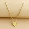 Wholesale Initial Letter Hexagon Peach Heart Imitation Gold Pendant Necklace For Women Alloy Electroplated Bamboo Chain
