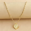 Wholesale Initial Letter Hexagon Peach Heart Imitation Gold Pendant Necklace For Women Alloy Electroplated Bamboo Chain