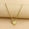 Wholesale Initial Letter Hexagon Peach Heart Imitation Gold Pendant Necklace For Women Alloy Electroplated Bamboo Chain