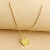 Wholesale Initial Letter Hexagon Peach Heart Imitation Gold Pendant Necklace For Women Alloy Electroplated Bamboo Chain