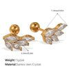 Wholesale Inlaid Crystal 316L Stainless Steel Gold Plated Electroplated Earrings For Women