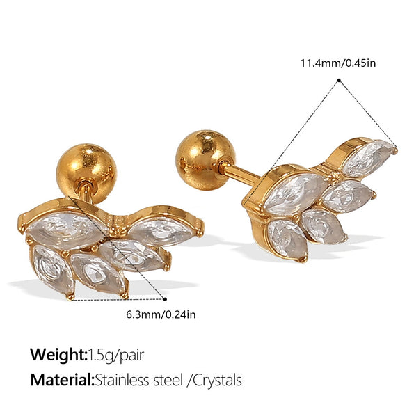 Wholesale Inlaid Crystal 316L Stainless Steel Gold Plated Electroplated Earrings For Women
