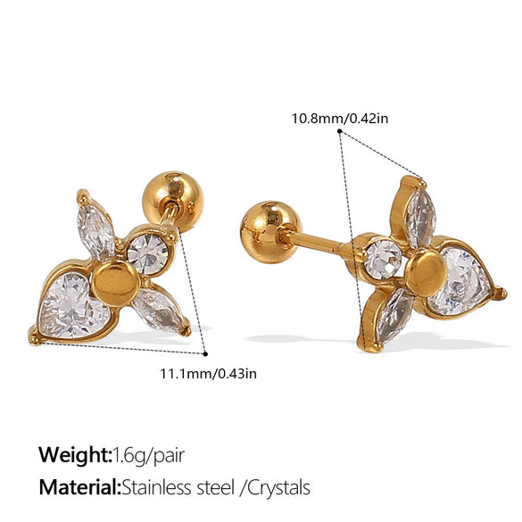 Wholesale Inlaid Crystal 316L Stainless Steel Gold Plated Electroplated Earrings For Women