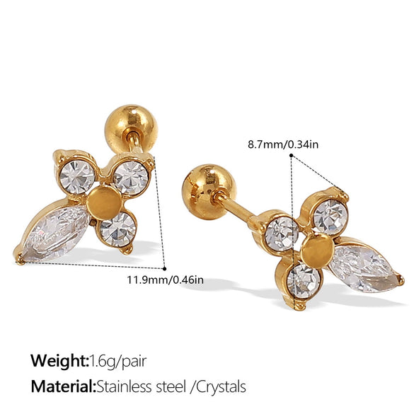 Wholesale Inlaid Crystal 316L Stainless Steel Gold Plated Electroplated Earrings For Women