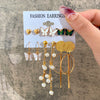 Wholesale Inlaid Imitation Pearl Women's Earrings Set Alloy Geometric Retro Style Set With Diamonds