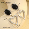 Wholesale Inlaid Natural Stone Geometric Stainless Steel 18K Gold Electroplated Women's Vintage Love Ear Drop Earrings