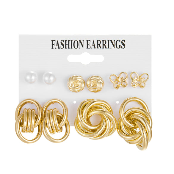 Wholesale Inlaid Pearl Butterfly Ladies Earrings Set Alloy Electroplated Animal Pattern