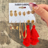 Wholesale Inlaid Pearl Ladies Earrings Set Alloy Geometric Electroplated Retro Style