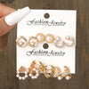 Wholesale Inlaid Pearl Ladies Earrings Set Alloy Geometric Electroplated Retro Style