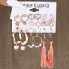 Wholesale Inlaid Pearl Ladies Earrings Set Alloy Geometric Electroplated Retro Style