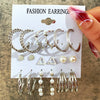 Wholesale Inlaid Pearl Ladies Earrings Set Alloy Geometric Electroplated Retro Style
