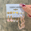 Wholesale Inlaid Pearl Ladies Earrings Set Alloy Geometric Electroplated Retro Style