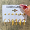 Wholesale Inlaid Pearl Ladies Earrings Set Alloy Geometric Electroplated Retro Style