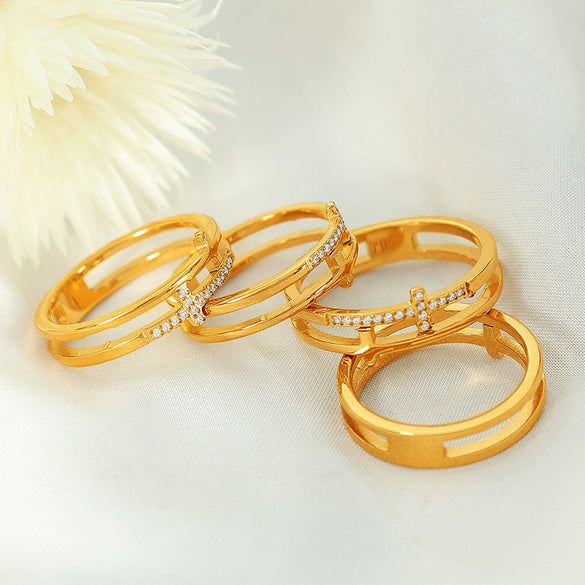 Wholesale Inlaid Ring 316L Stainless Steel Geometric Fashion Light Luxury Electroplating Unisex Jewelry