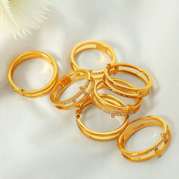 Wholesale Inlaid Ring 316L Stainless Steel Geometric Fashion Light Luxury Electroplating Unisex Jewelry