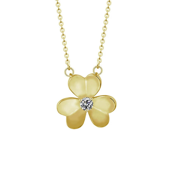 Wholesale Inlaid Zircon Clover Heart Shaped Stainless Steel Necklace With Snake Bone Chain And Electroplating Treatment