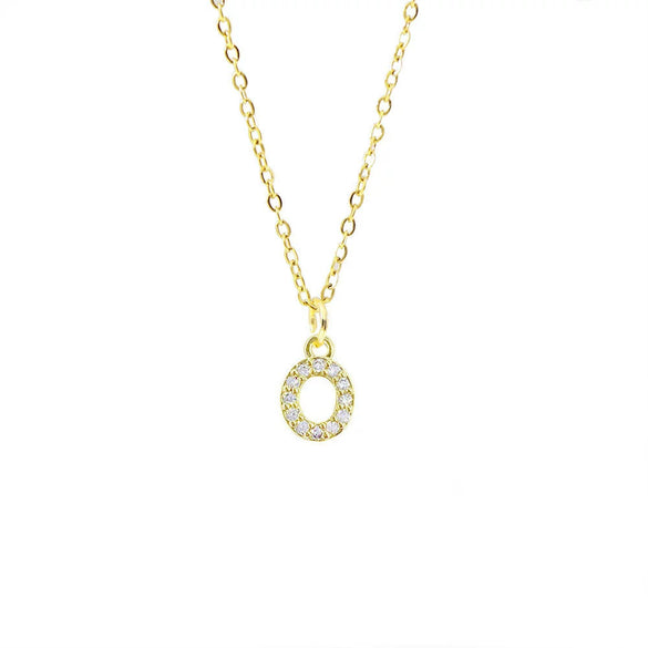 Wholesale Inlaid Zircon Golden Square Letter Necklace For Women Made Of Titanium Steel And Copper With Electroplating O Chain
