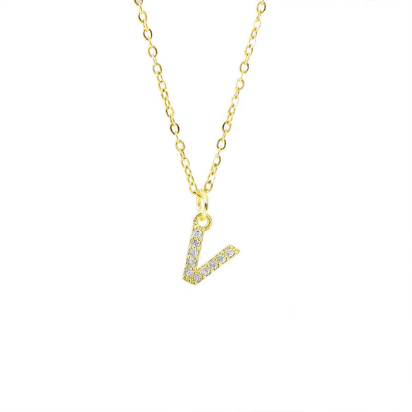 Wholesale Inlaid Zircon Golden Square Letter Necklace For Women Made Of Titanium Steel And Copper With Electroplating O Chain