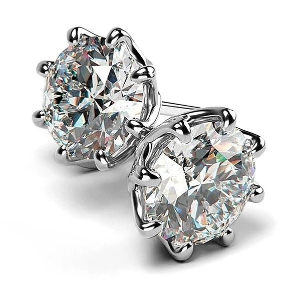 Wholesale Inlaid Zircon Round Earrings Copper Geometric Style Jewelry