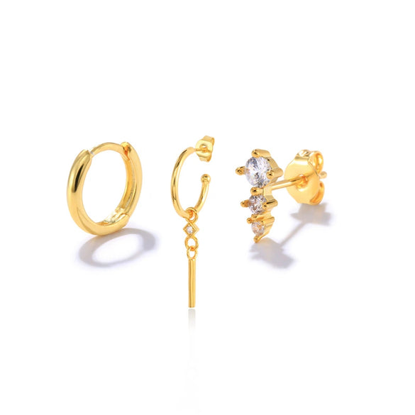 Wholesale Ins Distinctive Fashionable Earrings Copper Geometric Zirconia