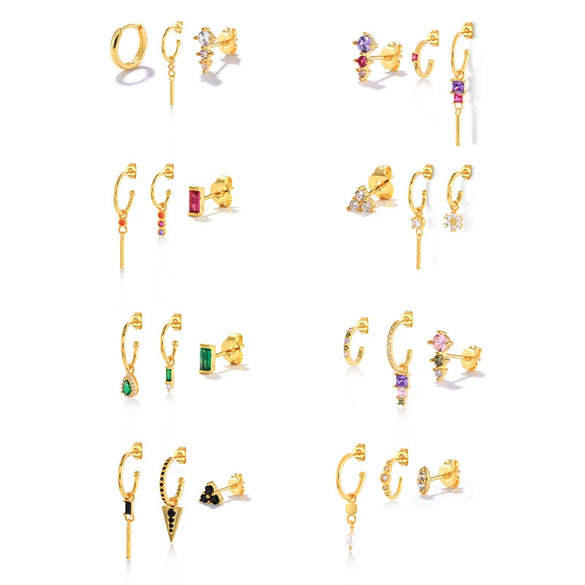 Wholesale Ins Distinctive Fashionable Earrings Copper Geometric Zirconia