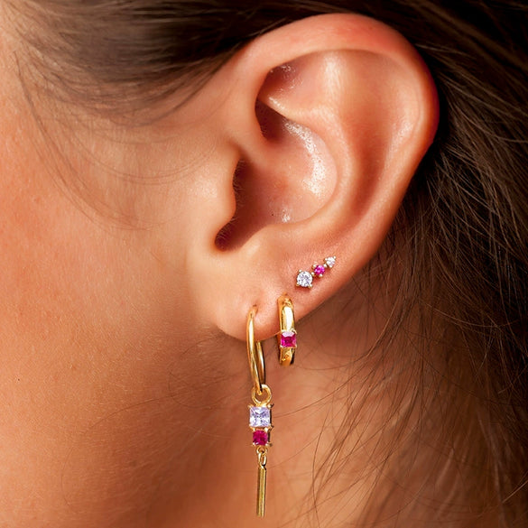 Wholesale Ins Distinctive Fashionable Earrings Copper Geometric Zirconia