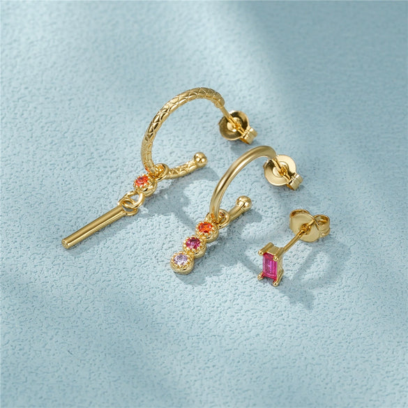 Wholesale Ins Distinctive Fashionable Earrings Copper Geometric Zirconia