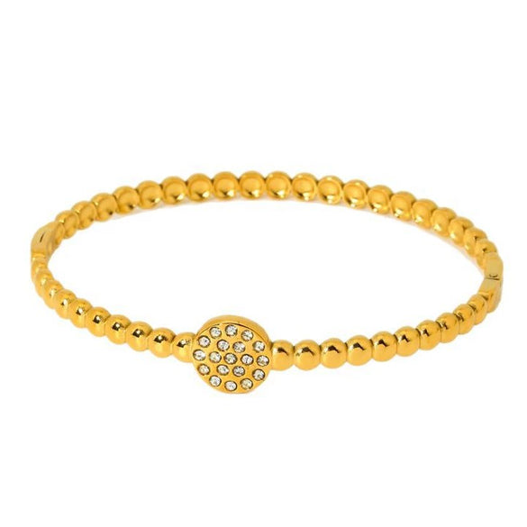 Wholesale Ins Geometric Diamondencrusted 18K Goldplated Stainless Steel Ball Bead Bracelet For Women