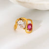 Wholesale Ins Geometric Drop Shape Electroplated 18K Gold Stainless Steel Women's Ring Jewelry Accessories