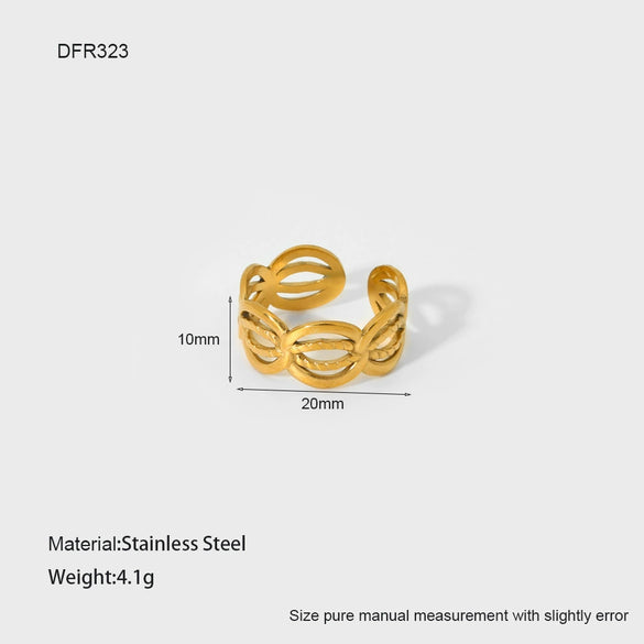 Wholesale Ins Geometric Heartshaped Stainless Steel 18K Gold Plated Open Ring For Women