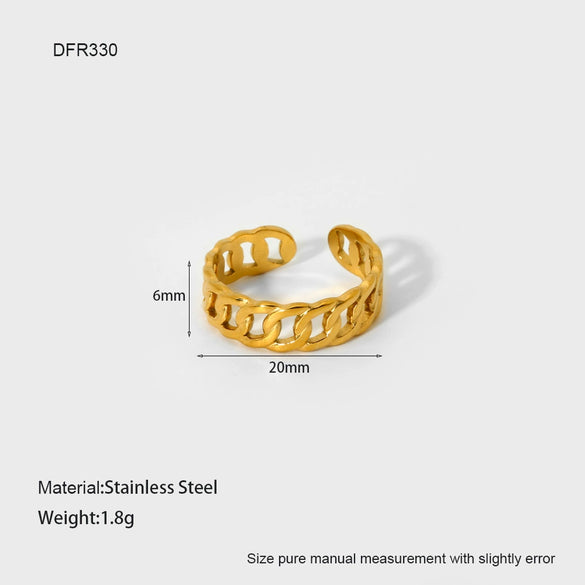 Wholesale Ins Geometric Heartshaped Stainless Steel 18K Gold Plated Open Ring For Women