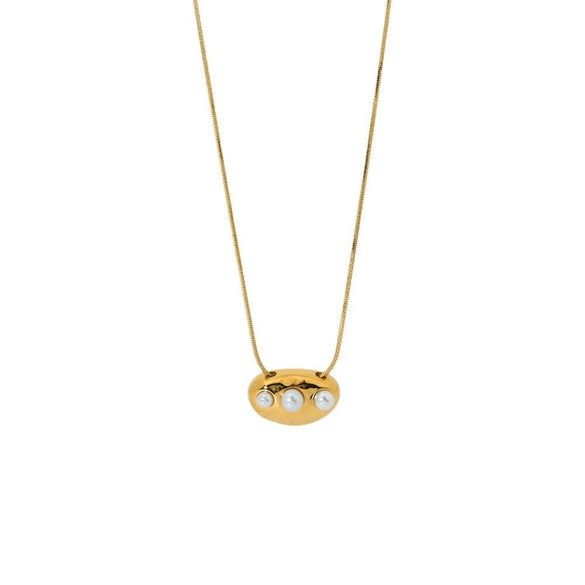 Wholesale Ins Geometric Stainless Steel Pendant Necklace With Snake Bone Chain 18K Gold Plated For Women