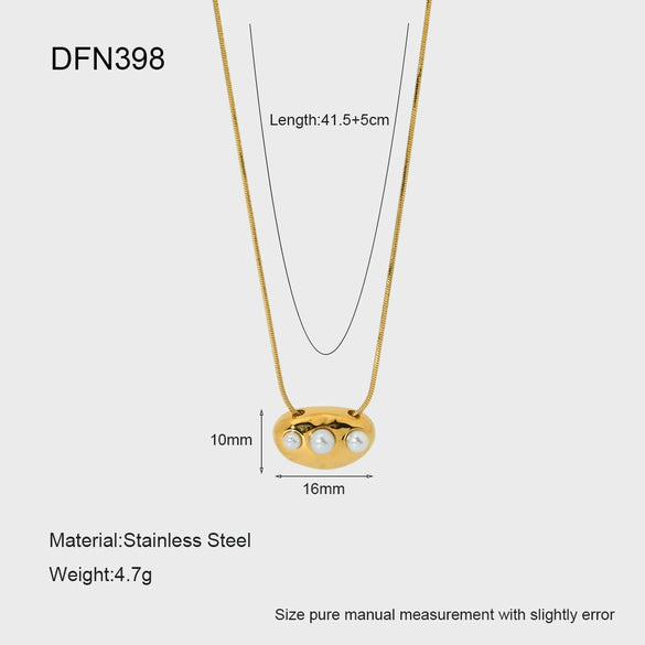Wholesale Ins Geometric Stainless Steel Pendant Necklace With Snake Bone Chain 18K Gold Plated For Women