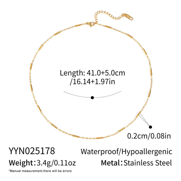 Wholesale Ins Simple Versatile Women's Summer Stainless Steel Necklace And Bracelet Set With Geometric Pattern And 18K Gold Electroplating