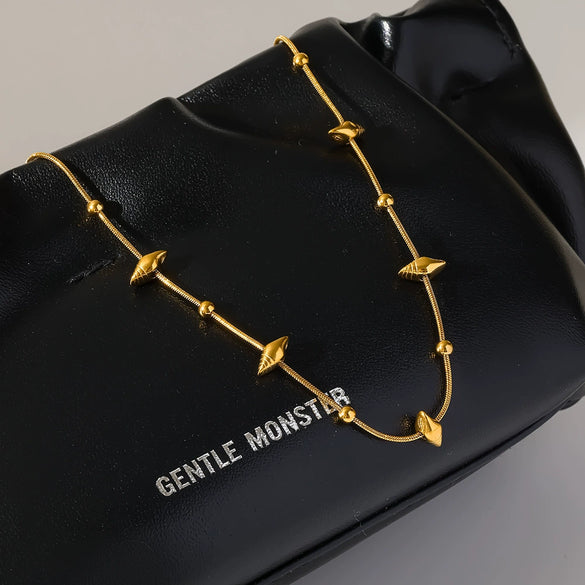 Wholesale Ins Style Animal Zodiac Stainless Steel Snake Bone Chain 18K Gold Plated Conch Pendant Necklace For Women