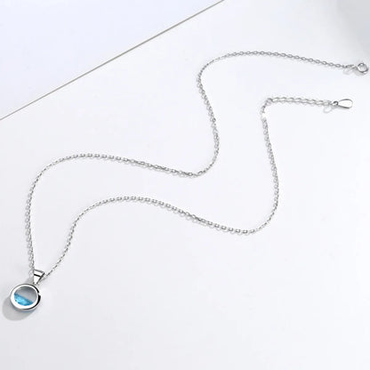 Wholesale Ins Style Artistic Round Sterling Silver Gem Pendant Necklace