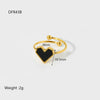 Wholesale Ins Style Black And White Motherofpearl Heart Stainless Steel 18K Gold Plated Ring Jewelry For Women
