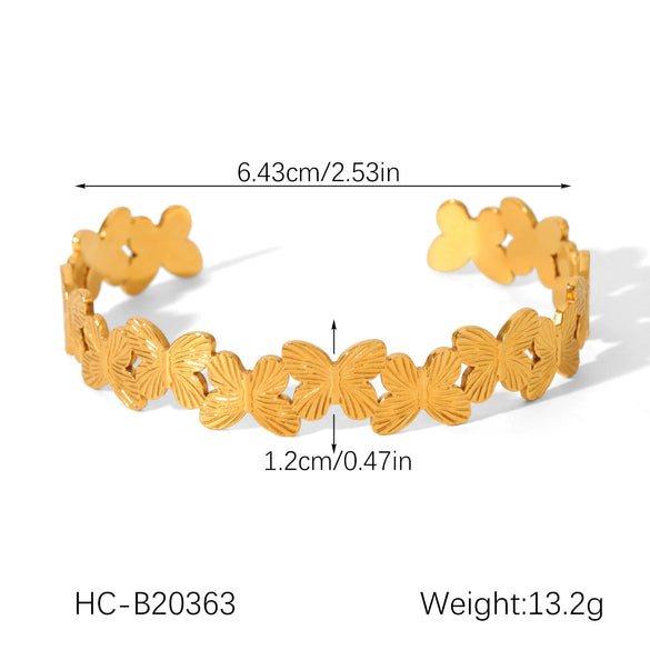 Wholesale Ins Style Butterfly Electroplated Stainless Steel Open Bracelet For Women