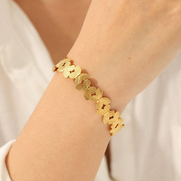 Wholesale Ins Style Butterfly Electroplated Stainless Steel Open Bracelet For Women