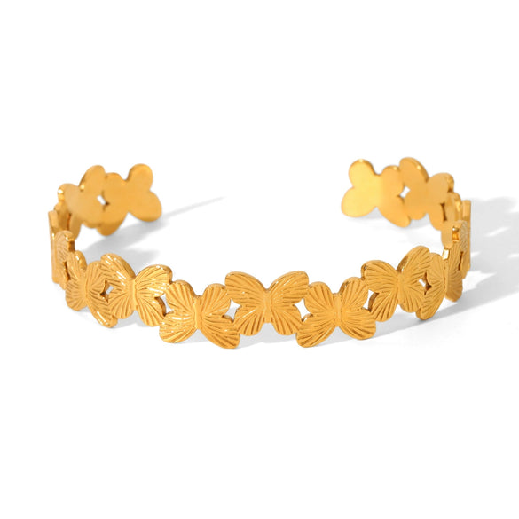 Wholesale Ins Style Butterfly Electroplated Stainless Steel Open Bracelet For Women