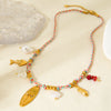 Wholesale Ins Style Coconut Tree Fish Bone Geometric Animal Zodiac Stainless Steel Titanium Steel Electroplated Pendant Woven Cross Chain Necklace For Women
