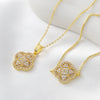 Wholesale Ins Style Copper Electroplated 18K Gold Four Leaf Clover Pendant Necklace And Bracelet Set