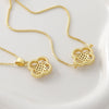 Wholesale Ins Style Copper Electroplated 18K Gold Four Leaf Clover Pendant Necklace And Bracelet Set