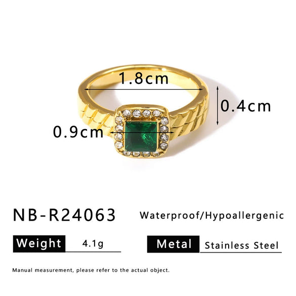 Wholesale Ins Style Doublelayer Square Stainless Steel Ring With Diamond And Zircon 18K Vacuum Plated In Furnace Geometric And Rhombus Drop Shape Unisex