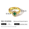 Wholesale Ins Style Doublelayer Square Stainless Steel Ring With Diamond And Zircon 18K Vacuum Plated In Furnace Geometric And Rhombus Drop Shape Unisex